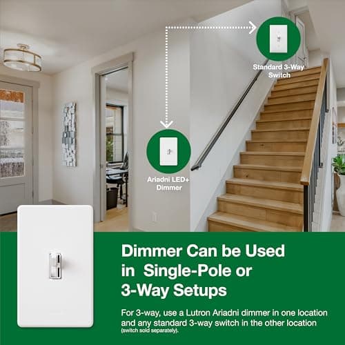 Lutron Ariadni/Toggler LED+ Dimmer Light Switch for Dimmable LED, Halogen and Incandescent Dimmer Switch, 150W, Single-Pole/3-Way, AYCL-153P-WH, White 10