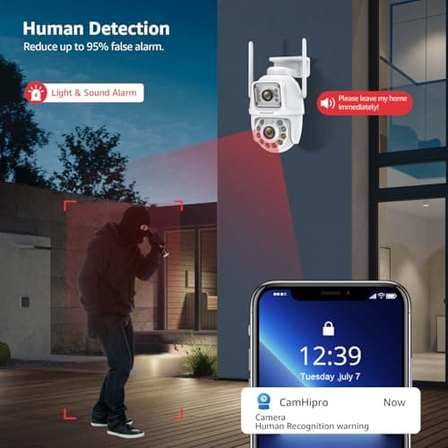 BOAVISION 5G/2.4G WiFi Outdoor Security Camera, Wireless PTZ Dual Lens, 360° View, AI Human Tracking, Color Night Vision, 24/7 Recording, Two-Way Audio, Cloud & SD Card Storage 6