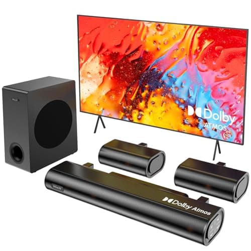 Hiwill 5.1ch Soundbar, w/ 5.25'' Big Subwoofer Dolby Atmos Surround System, 2 Wired Rear Speakers Sound Bar for Small Rooms, Clear Voice, Home Theater Audio, eARC/ARC/Opt/Bluetooth, TV Speaker 2025