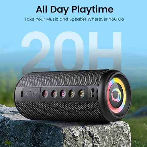 dotn Portable Bluetooth Speaker, 2026 Bluetooth 5.4 Wireless Speaker with 20W HD Loud Stereo Sound, 20H Playtime, LED Lights, IP7, TWS Pairing, Built-in Mic, for Outdoor, Home, Beach, Party, Gift 5