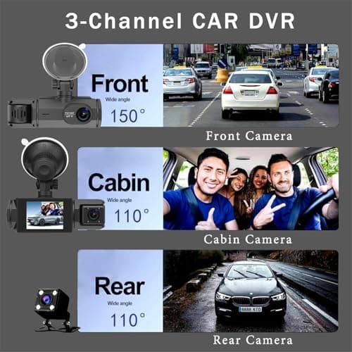 3 Lens Dash Cam Full HD 1080P Car DVR Blackbox Car Dash Camera with G-Sensor, Loop Recording and Motion Detection 9