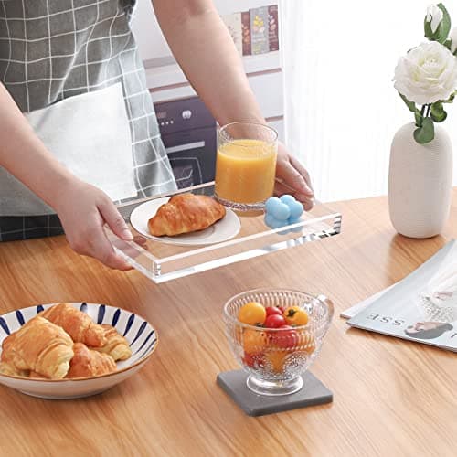 Cilinta Vanity Tray 8mm Thicken Clear Acrylic Organizer Tray 10.5 * 6" for Bathroom Sink Countertops, Dresser Tops, Toilet, Perfume, Soap, Rings, Earrings and Necklace Small Decorative Tray for Home 7