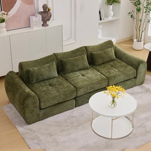 MAXMAXX 102" Cloud Sofa, 4-in-1 Folding Sofa Bed, Floor-Standing Boneless Couch, Futon Sofa Bed for Living Room, Bedroom and Entertainment Room (Green)