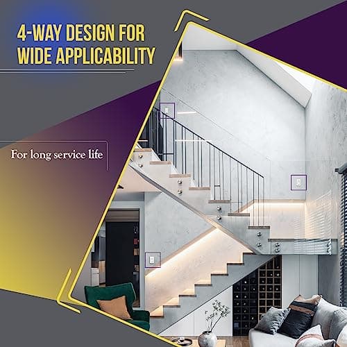 ENERLITES 4-Way Decorator Paddle Rocker Light Switch, Clamp Down Wiring, Grounding Screw, Residential Grade, 15A 120V/277V, UL Listed, 94150-W, White 5