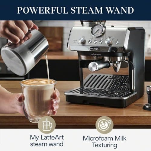 De'Longhi La Specialista Espresso Machine with Grinder, Milk Frother, 1450W, Barista Kit - Bean to Cup Coffee & Cappuccino Maker,Stainless Steel, Black 6