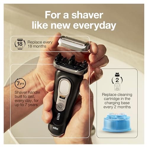Braun Series 9 Pro 9460cc Electric Razor, Waterproof Foil Shaver, Wet/Dry Use, ProLift Beard Trimmer, 5-in-1 Cleaning & Charging SmartCare Center 7
