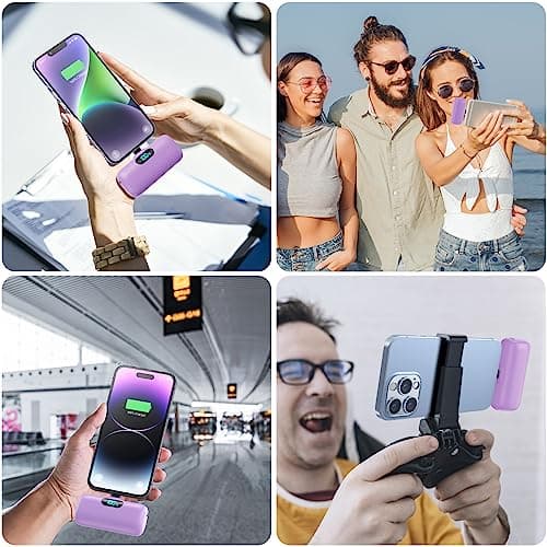 Feob Small Portable Charger for iPhone,Upgraded 5000mAh PD Fast Charging Power Bank,Mini Battery Pack Backup Charger Compatible with iPhone 14/14 Pro Max/13/13 Pro/12 Pro/11/XS/XR/X/8/7/6-Purple 7