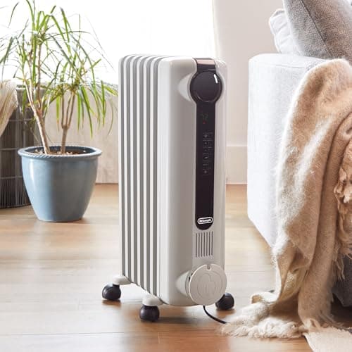 DeLonghi Radia S Oil-Filled Radiator Space Heater, Full Room Quiet 1500W, Adjustable Thermostat, 3 Heat Settings, Digital Timer, ECO Energy Saving Mode, Safety Features, Light Gray, TRRS0715E 7
