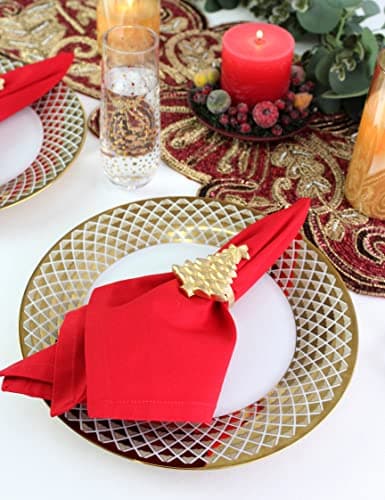 COTTON CRAFT Christmas Red Napkins -12 Pack 100% Cotton Dinner Napkins - All Year Xmas Fall Thanksgiving Celebration Party Gift Holiday Table Napkin - Soft Washable Reusable Cloth Napkin -18x18 6