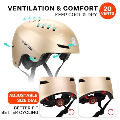 DKONI Bike Helmet with LED Lights Bicycle Helmets Commuter Cycling Helmet USB Rechargeable Front & Back LED Light Helmet for Adult Men Women 7