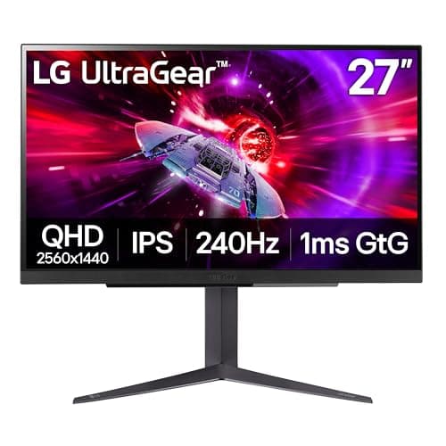 LG 27GR83Q-B 27-inch Ultragear QHD (2560x1440) IPS Gaming Monitor, 240Hz, 1ms, DisplayHDR 400, G-Sync AMD FreeSync Premium, HDMI 2.1 DisplayPort, 4-Pole HP Out DTS GP:X, Tilt/Height/Pivot Stand, Black