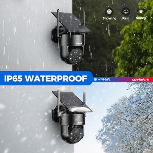 LITYMOL 2K 2.4g WiFi Security Cameras Wireless Outdoor, 360° View Solar Cameras for Home Security, Color Night Vision, AI Detection, 2-Way Audio, Spotlight Siren Alarm, SD/Cloud Storage 9