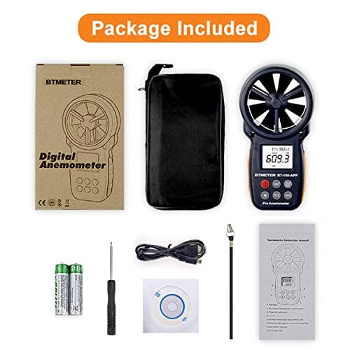 BTMETER BT-866A Pro Handheld HVAC Anemometer for CFM Air Flow, Wind Speed Meter Gauge Measures Wind Velocity Temp%RH Dew Point with USB Sync to PC 8