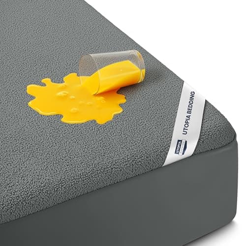 Twin XL Size Mattress Protector Waterproof, Premium 200 GSM Terry Mattress Cover, Soft & Breathable Bed Cover, Fitted Sheet Style Stretchable Deep Pockets 15" by Utopia Bedding (Gray)