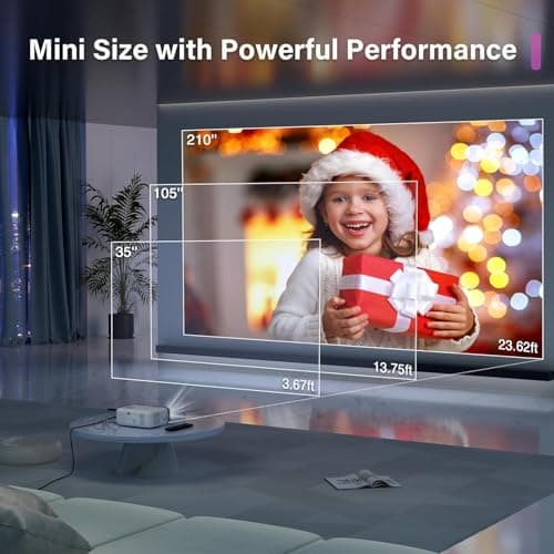 Mini Projector, VOPLLS 1080P Full HD WiFi Bluetooth Portable Projector, Outdoor Home Theater Movie Video Projector, 50% Zoom, Compatible with HDMl, USB, AV, Smartphone (15000L) 5