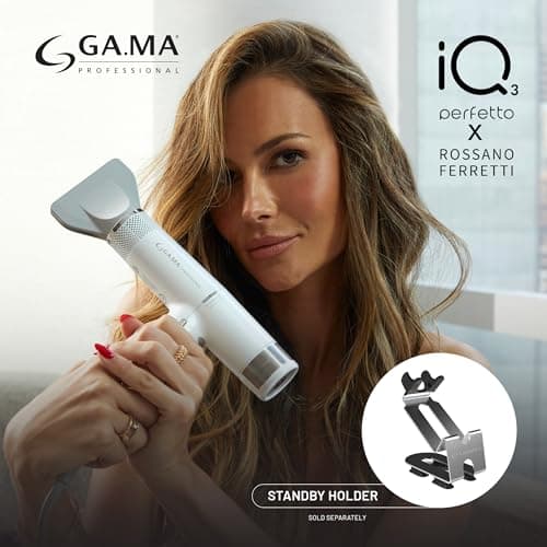 GA.MA IQ3 Perfetto x Rossano Ferretti Hair Dryer with 120,000 RPM Brushless Motor, Smart Auto-Standby, Oxy Active Anti-Frizz Technology, Pearl White 9