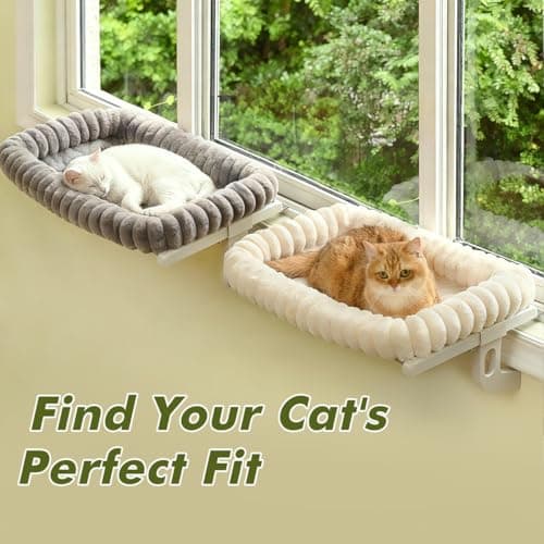 Zoratoo Cloud-Cuddle Cat Window Perch with 4-Sided Bolster, Zipper Design Cushion Window Seat for Window Sill, Sturdy Metal Frame & Easy Assembly Pet Hammock Bed for Indoor Cats (Gray, Large) 7