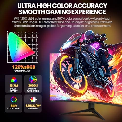 CRUA 27'' Curved Gaming Monitor 260Hz/240Hz, QHD 1440P 1800R VA Panel Computer Monitor with Built-in Speakers, Support AMD FreeSync, 120% sRGB, Blue Light Filter, HDMI2.0 & DP1.4, Wall Mountable-Black 6