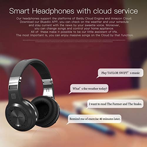 Bluedio V5.0 Bluetooth Headphones Over Ear, Wireless Bluetooth On-Ear Stereo Earphones Noise Cancelling, Soft Memory-Protein Earmuffs, w/Mic (Black) 6