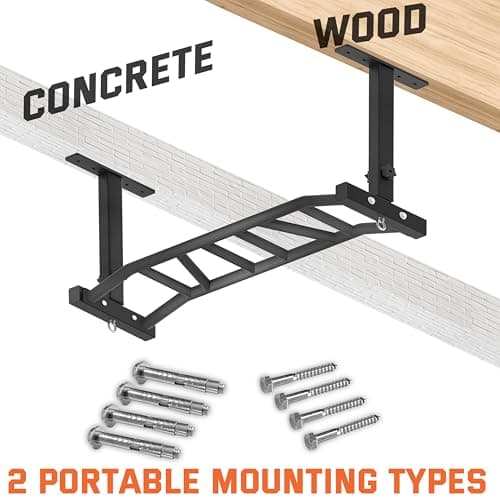 HWOOUSA 48" Ceiling Mount Pull Up Bar - Heavy Duty Multi-Grip Chin Up Bar for Garage/Home Gym and Strength Training, Adjustable Height&Supports to 600 Lbs 5