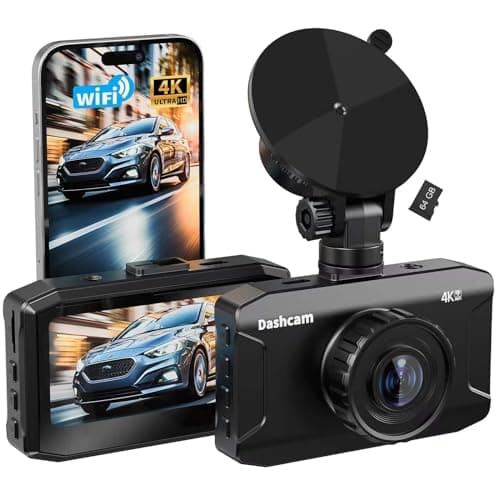 Front Dash Cam 4K, WiFi Dash Camera for Cars with 64GB SD Card, WANLIPO Dashcam 170° Wide View, Wireless Car Camera with 3" IPS Screen,G-Sensor, Loop Recording, 24H Parking Monitor,Night Vision