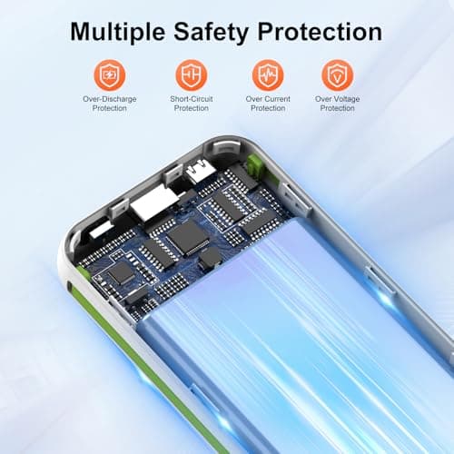 Portable Charger with Built in Cables and Wall Plug, 12000mah Slim Fast Charging USB C Power Bank, Travel Essential Battery Pack Compatible with iPhone 16/15/14/13, Android Phone etc (Black) 6