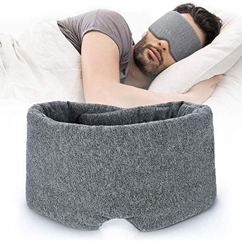 FRESHME Cotton Sleep Eye Mask for Women Men - 100% Blocking Light Travel Blindfold, Soft Zero Pressure Grey Eyes Cover with Adjustable Velcro Strap for Side Sleeper Night Sleeping, Work Nap and Yoga