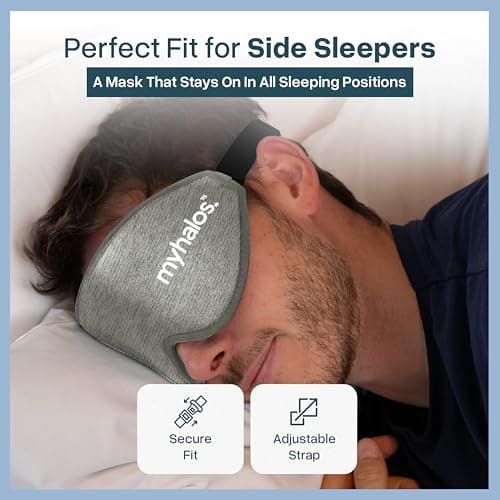 MyHalos® Sleep Mask – 3D Blackout Eye Mask for Women & Men, Side Sleepers, Zero Pressure Memory Foam Eyelash Friendly, Breathable,Award-Winning Sleep Aid for Travel (Grey, 1 Count (Pack of 1)) 6