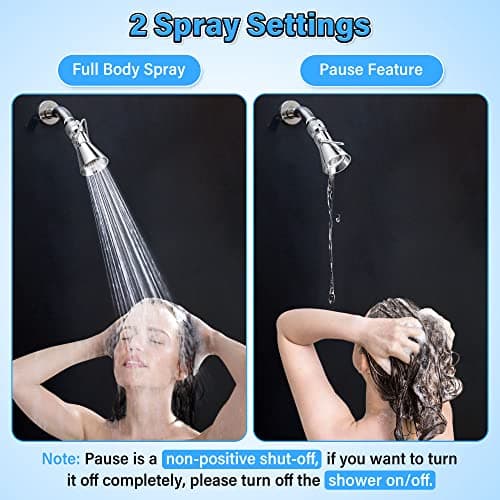 Enhon 2 Setting Pivoting Single Spray Shower Head with Shut Off Valve, Replacement for 52650-PK Compatible with Delta Shower, 2.5 GPM Brass Water Saving Shower Head 1 5/8" Diameter Spray Face(1 Pack) 6