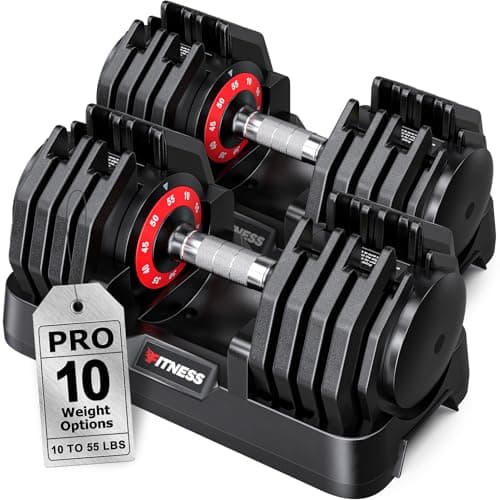 Rendpas Adjustable Dumbbells Set of 2, 1-Sec Adjustable Weights Dumbbells Set, 10 in 1 Dumbbell Set with Anti-Slip Texture Handle, Weight Set For Home Gym Suit both Men and Women