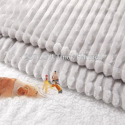SNUGSUN Electric Heated Blanket Twin Size, Soft and Cozy Thickened Stripe Flannel and Sherpa Electric Blanket for Bed, Automatic Safety System 6 Heating Levels & 10 Hours Auto-Off, 62"x84" Light Grey 7
