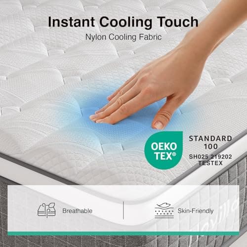 Novilla 12 Inch Queen Mattress,Queen Size Hybrid Mattress with Cooling Gel Memory Foam, Pocketed Coils & Cool-Touch Nylon Cover for Motion Isolation & Edge Support CertiPUR-US Certified 7
