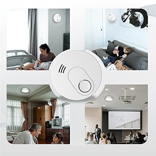 Andyssey Smoke Detector, Wireless Smoke Alarm with 10 Year Life Time, Photoelectric Fire Alarm with Battery with Low Battery Failure Warning Button, Fire Alarm Smoke Detector UL Listed, GS526A 6 Packs 6