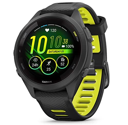 Wearable4U Garmin Forerunner 265S Music GPS Running 42 mm Smartwatch, Black with AMOLED 1.1in Touchscreen Display Black Earbuds Bundle 5
