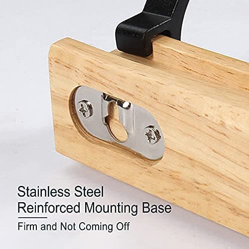 UOCO Coat Hook Rail Wall Mounted Coat Rack-5 Double Hook, 15 Inch Aluminum,Metal for Coat Hat Towel Robes, Wooden (Black 1PCS) 5