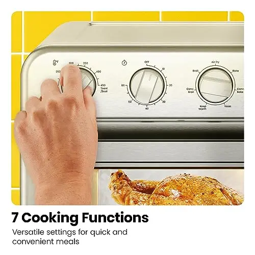 Chefman Air Fryer Toaster Oven Combo, 7-in-1, Convection Oven Countertop Extra Large 19 Quart Oven Air Fryer, Cook a 10-Inch Pizza, 4 Slice Toaster, Integrated Timer, Auto-Shutoff, Stainless Steel 7