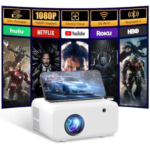 Mini Projector with WiFi and Bluetooth - 2025 Upgraded, 1080p Video Supported, 13000L, HiFi Speaker, Long-Life Lamp, Multi-Device Compatible - Create Your Portable Home Cinema for Bedroom