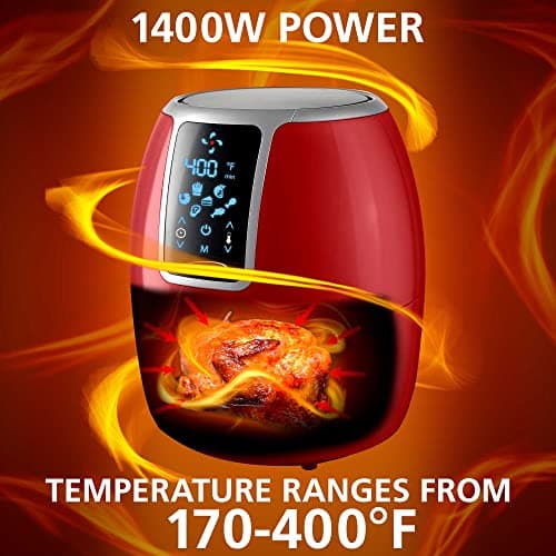 Brentwood Large Electric Digital Air Fryer, Timer & Temp. Control (4-Quart, Red) 7