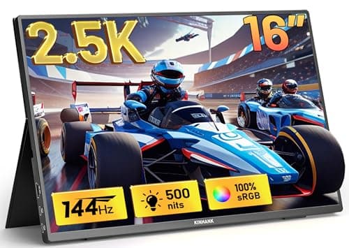2.5K 144Hz Portable Gaming Monitor 16", 2560x1600, Plug & Play, 100% sRGB, 500nits, 16:10, Eye Care Second Computer Display with Speakers for Laptop, PC, Mac, P-S4/5, Sw-tch, X-BO, USB-C/HDMI, (K16G)
