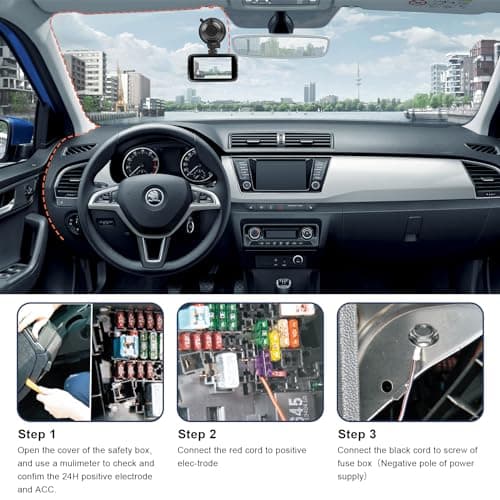 Yansoo Dash Cam Hardwire Kit USB C,13ft Type-C Hard Wire Kit for Dash Camera,USB C Hard Wire Kit Fuse for Dashcam,12V-24V to 5V Hardwire Kit Car Camera Charger Power Cord with Low Voltage Protection 6