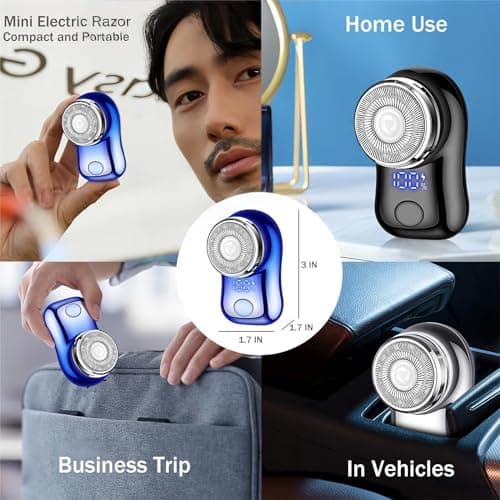 Mini Electric Shaver, Portable Powerful Storm Razor for Men Women, USB C Rechargeable, Battery Power Display, Lightweight Razor for Travel Office Business Trip 7