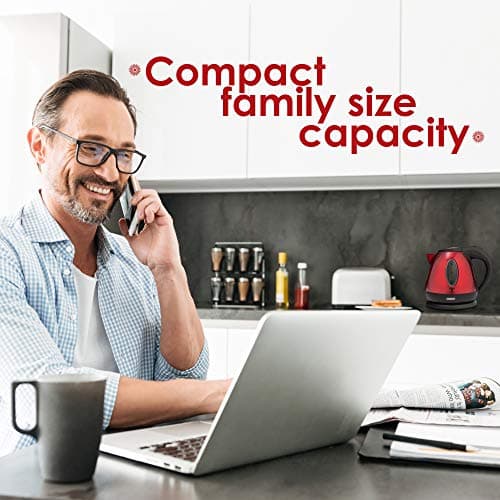 Moss & Stone 1.2L Stainless Steel Small Electric Kettle Red Color, Cordless 1500w Fast Boiling Pot, Portable Hot Water Electric Tea Kettle With Boil Dry Protection & Auto Shut-Off 7