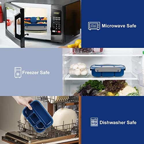 MaMix Bento Box Adult, Lunch Box Kids, Lunch Containers for Adults/Kids/Students,1300ML-4 Compartment Bento Box (blue) 5