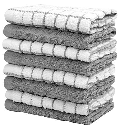 Bumble Dish Cloths (8 Pack) | 12" x 12" | 100% Cotton Kitchen Towels | 405 GSM | Soft, Highly Absorbent & Durable Dish Towels for Kitchen | Gray 5