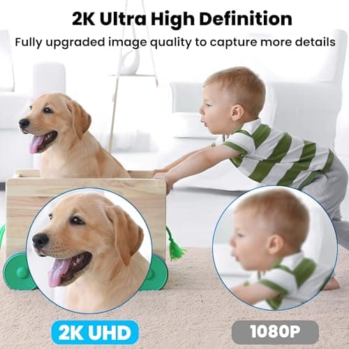 vebiliki Indoor Camera, 2K Cameras for Home Security with Color Night Vision & Siren, 2-Way Audio for Pet/Dog/Baby/Nanny, 2.4GHz WiFi Camera, Cloud & SD Card Storage, Works w/Alexa, Magnetic Base 8