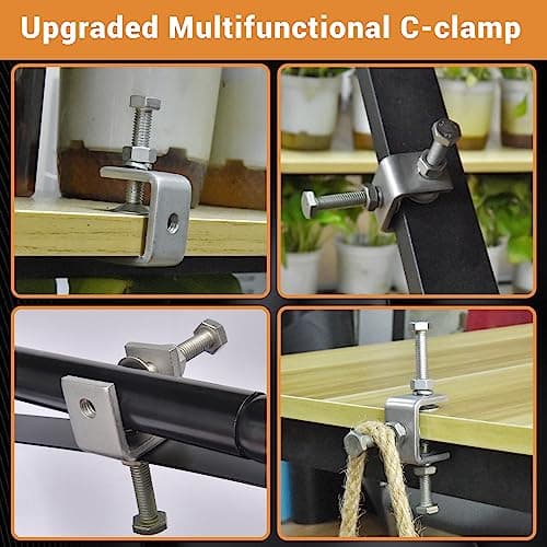 WMAZtool Stainless Steel Small C Clamp Set, 1 Inch Heavy Duty Metal C-clamp, Mini Tiger Clamp G-Clamp U Clamps with Stable Wide Jaw Opening/I-Beam Design for Woodworking Mounting Welding, 6pcs 5