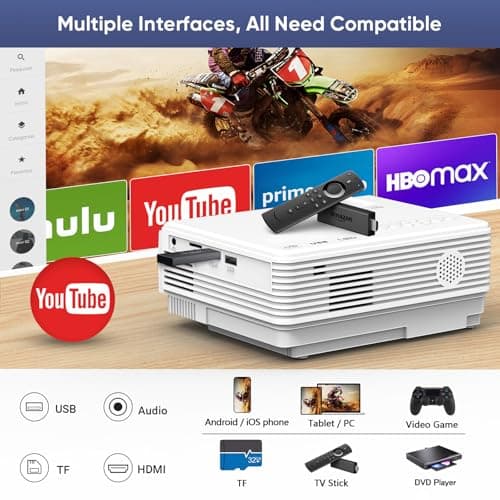 Projector with WiFi and Bluetooth, Upgrade Outdoor Projector, Mini Movie Projector Supports 1080P Synchronize Smartphone Screen by WiFi/USB Cable for Home Entertainment (WiFi) 8