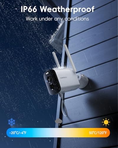 ZUMIMALL Solar Security Cameras Wireless Outdoor, 2K Camera for Home Security, Front Door, Yard & Garage, No Wiring, Color Night Vision, 2.4GHz WiFi, 2-Way Talk, Spotlight & Siren, IP66/Alexa/Cloud 7