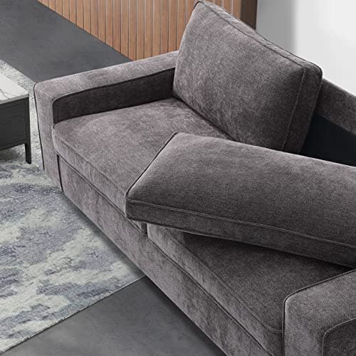 LEISLAND 88.58" Modern Sofas Couches for Living Room, Chenille Deep Seat Sofas & couches with Metal, Removable Low-Back Sofa Cushion and Detachable Sofa Cover/Easy to Install(Dark Grey) 8
