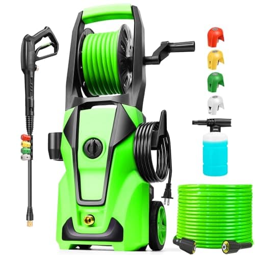 Commowner Pressure Washer 5000 PSI Power Washers Powered with 33ft Hose, 4 Nozzle and Foam Cannon, Powerwashers Cleaner Machine for Home, Cars, Patio, Green